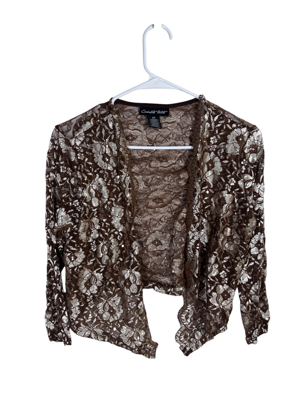 Candalite Petite Brown Floral Sheer Open Cardigan Size Petite M